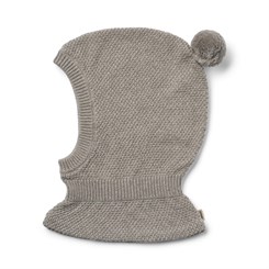 Wheat Pomi knitted balaclava - Warm grey melange